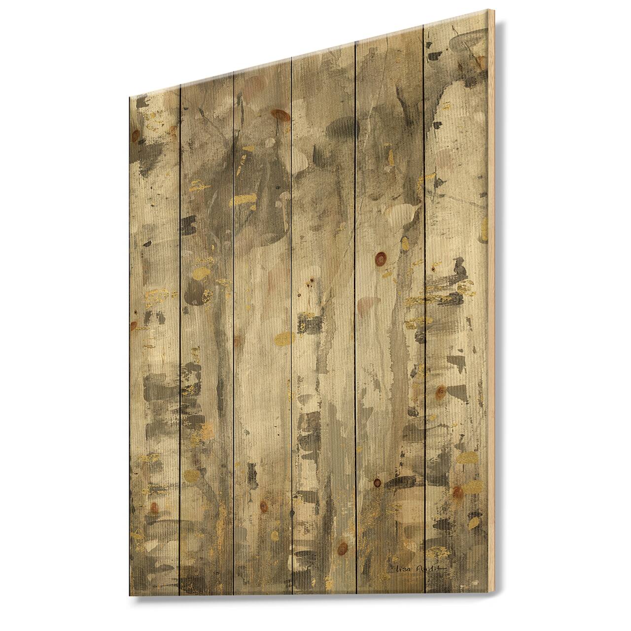 Designart - The Modern Grey Forest II - Farmhouse Print on Natural Pine Wood